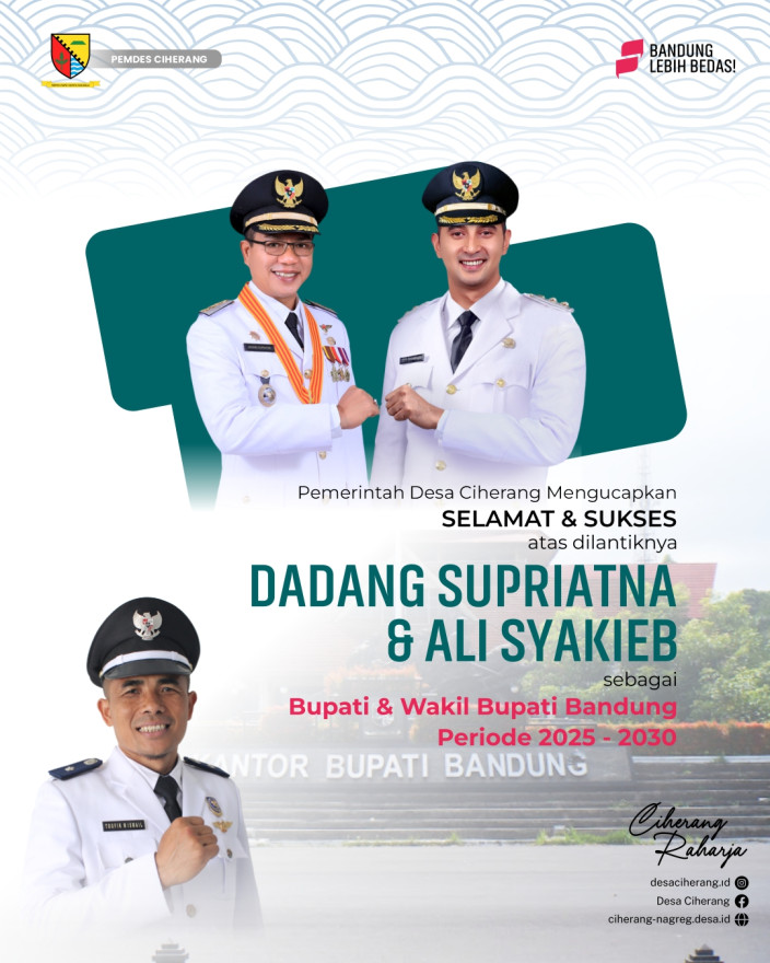 SELAMAT ATAS DILANTIKNYA BUPATI DAN WAKIL BUPATI BANDUNG TERPILIH PERIODE TAHUN 2025-2030